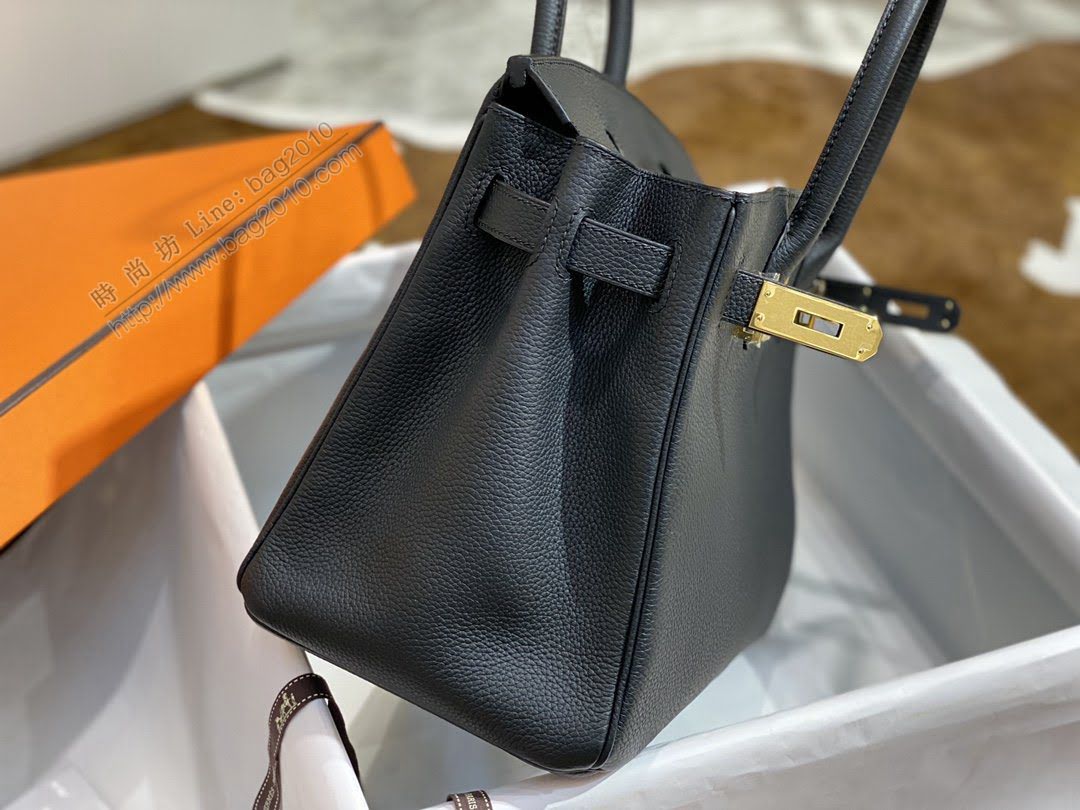 Hermesn鉑金女包 愛馬仕Birkin手提包 黑色 Togo皮  am2242